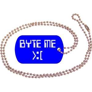  Byte Me Blue Dog Tag with Neck Chain 