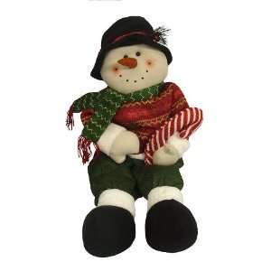   Snowman Dangle Legs Seated Plush Christmas Decoration 