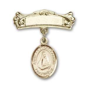   with St. Frances Cabrini Charm and Arched Polished Badge Pin Jewelry