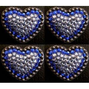  4 BLUE HEART SWAROVSKI CRYSTALS BERRY CONCHOS: Everything 