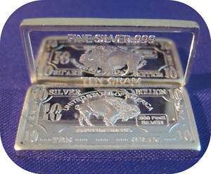 10 Grams Silver Bar   Buffalo Design  