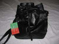 BLACK LEATHER SHOULDER BAG/PURSE DRAWSTRING BUCKET BAG!  