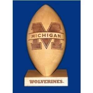 Michigan Wolverines Solid Maple Wood Laser Engraved Football NCAA 