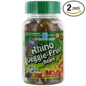  Rhino Veggie Fruit Bears, 60 Count Bottles (Pack Of 2 