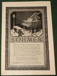 Vintage 1925 Sohmer & Co Piano Ad Nat Geo  