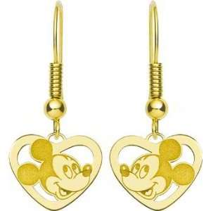   Sterling Silver Disney Mickey Mouse Heart Dangle Earrings Jewelry