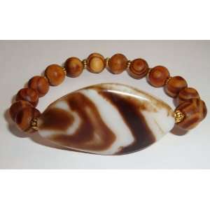  8mm Wood Beads   Dyed Agate Gemstone Bead Bracelet Strung 
