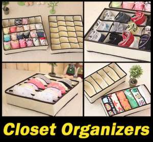 Underwear Closet Divider Organizer Box Storage Beige  