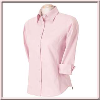   Jones Pink Womens Womens 3/4 Sleeve Stretch Poplin Button Down Shirt