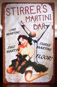 STIRRERS MARTINI SIGN Vintage Retro 50s Pin Up Girl BAR  