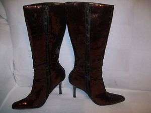   SHIMMERY BRONZE STILETTO SNAKESKIN LOOK WINTER BOOTS SASSY  