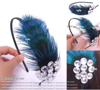 VILY Feather Hair Headband Fsacinator Peacock Swan Cui  