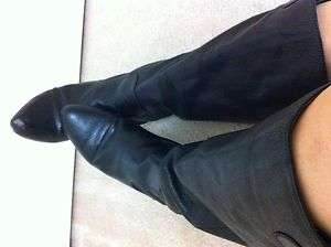 Well Worn Steven by Steve Madden Black Leather Riding Knee High Boots 