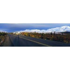 Tourists Stopped on the Side of the Road Viewing Alaska Range, Alaska 