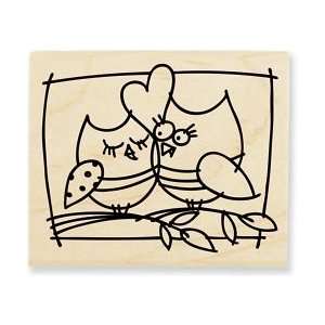   Rubber Wood Stamp Blockart Owls; 2 Items/Order: Kitchen & Dining