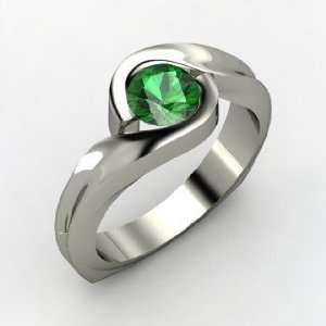  Caress Ring, Round Emerald Platinum Ring Jewelry