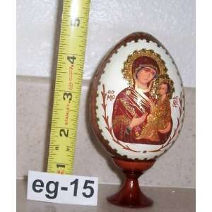  Russian Easter Icon Egg * Tikhvinskaya Holy Mother * Wood 