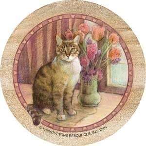    Cat with Tulips   Thirstystone Coaster Set: Kitchen & Dining