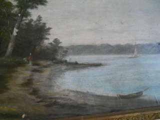 Dated 1887 Painting As is w/Frame calm sea white sail  