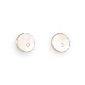  SARAH MCGUIRE  Sterling Button Diamond Stud Earring with 
