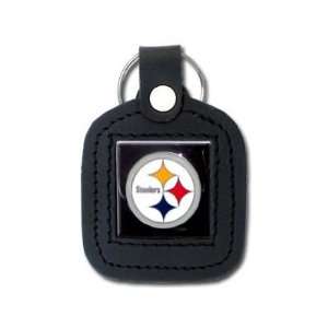  PITTSBURGH STEELERS OFFICIAL LOGO LEATHER KEYCHAIN: Sports 