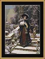 WOMAN ON STAIRS~counted cross stitch pattern #444~PEOPLE Chart  