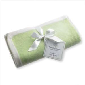 Cashmere Blanket in Pastel Kiwi with Barely Ivory Trim