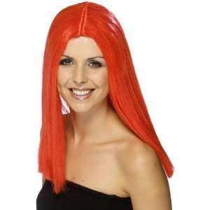   Ladies Long Straight Red Star Wig Fancy Dress Costume: Toys & Games