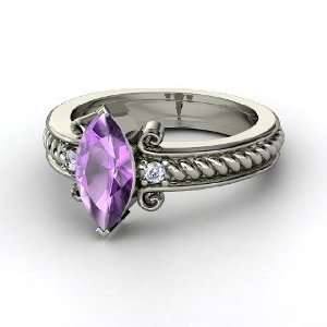  Catelyn Ring, Marquise Amethyst Platinum Ring with Diamond 