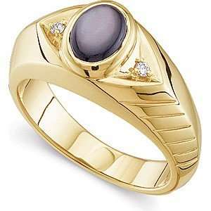   Natural Black Star Sapphire & Diamond Gents Ring for SALE(14) Jewelry