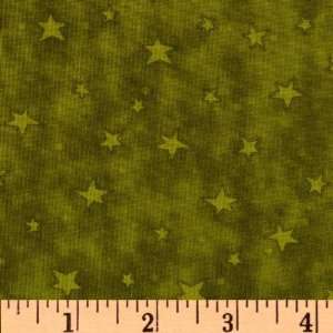  44 Wide In the Beginning Stars Olive Fabric By The Yard 