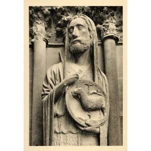  1937 Reims Cathedral France Saint John Baptist Lamb Art 