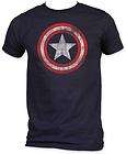 New Authentic Marvel Captain America Distressed Shield Adult T Shirt 