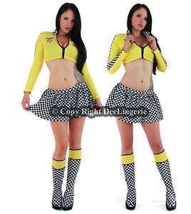 Sexy Woman Race Car Driver Halloween Costume Set Yellow  