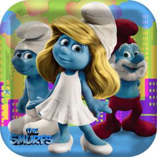 sixteen 16 the smurfs square paper dinner plates