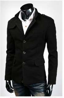 2011 Fresh Mens Slim Fit Stand collar Single breasted Suits Black 2943 