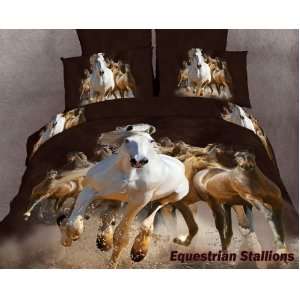   Mela DM424K Equestrian Stallions King Duvet Cover Set