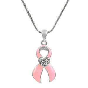   Pink Ribbon Breast Cancer Awareness Necklace: Emitations: Jewelry
