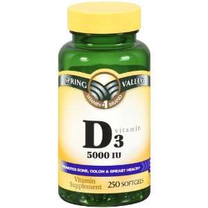 Spring Valley   Vitamin D 3 5000 IU, 250 Softgels