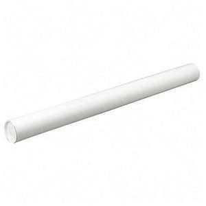  Fiberboard Mailing Tube, Recessed End Plugs, 36 x 3, White 