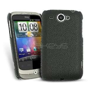   Split Leather Back Cover Case for HTC Wildfire with Screen Protector