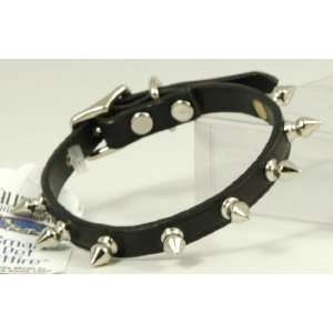    Auburn Leather Black Pet Dog Collar Spiked 10 12 