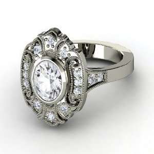  Chamonix Ring, Oval White Sapphire Platinum Ring with 