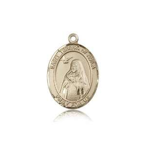  14kt Gold St. Saint Teresa of Avila Medal 1 x 3/4 Inches 