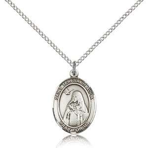 925 Sterling Silver St. Saint Teresa of Avila Medal Pendant 3/4 x 1/2 