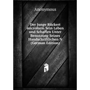   Handschriftlichen N (German Edition) (9785874341602) Anonymous Books