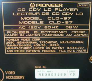 Pioneer Elite Laserdisc CD Player CDL 97  