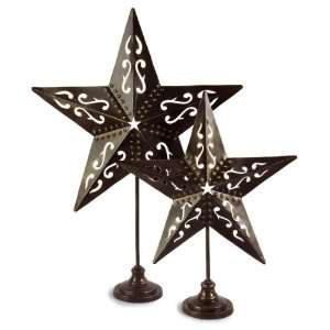  Set of 2 Cut Out Design Star Shaped Candle Holders
