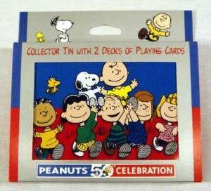 Peanuts 50th Celebration Playing Cards and Tin Set MINT  