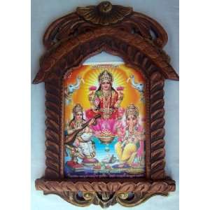 Goddess Laxmi with Goddess Saraswati Lord Ganesha & Pair of Elephant 